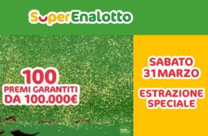 Superenalotto Estrazione di sabato 31 marzo 2018: i numeri vincenti. Montepremi del Superenalotto di questa sera è di 120,9 milioni di euro.