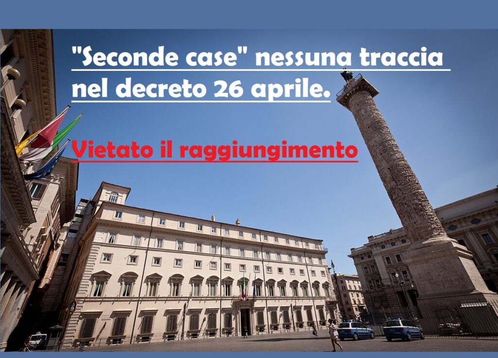 decreto 26 aprile nessuna traccia di seconde case