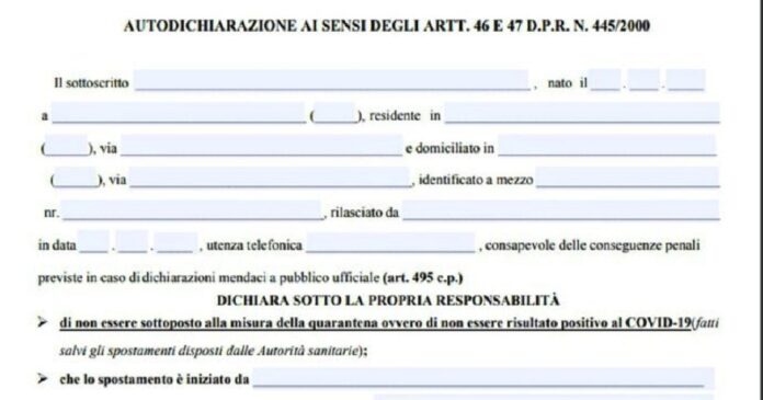 nuova autocertificazione 4 maggio